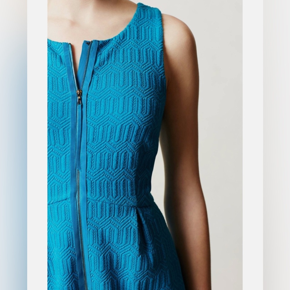 Leifsdottir Textured Tonnelle Dress Anthropologie Turquoise Aqua size 10